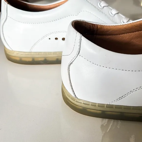 Zanzara Drum White Soft Lace Up Leather Sneakers Men’s Sz 10.5