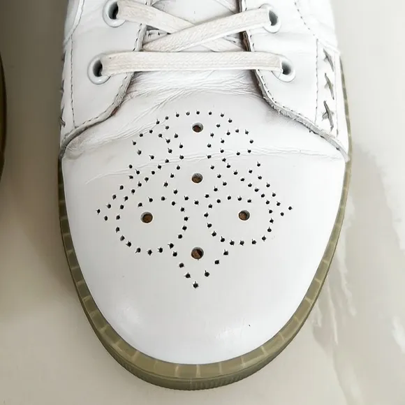 Zanzara Drum White Soft Lace Up Leather Sneakers Men’s Sz 10.5